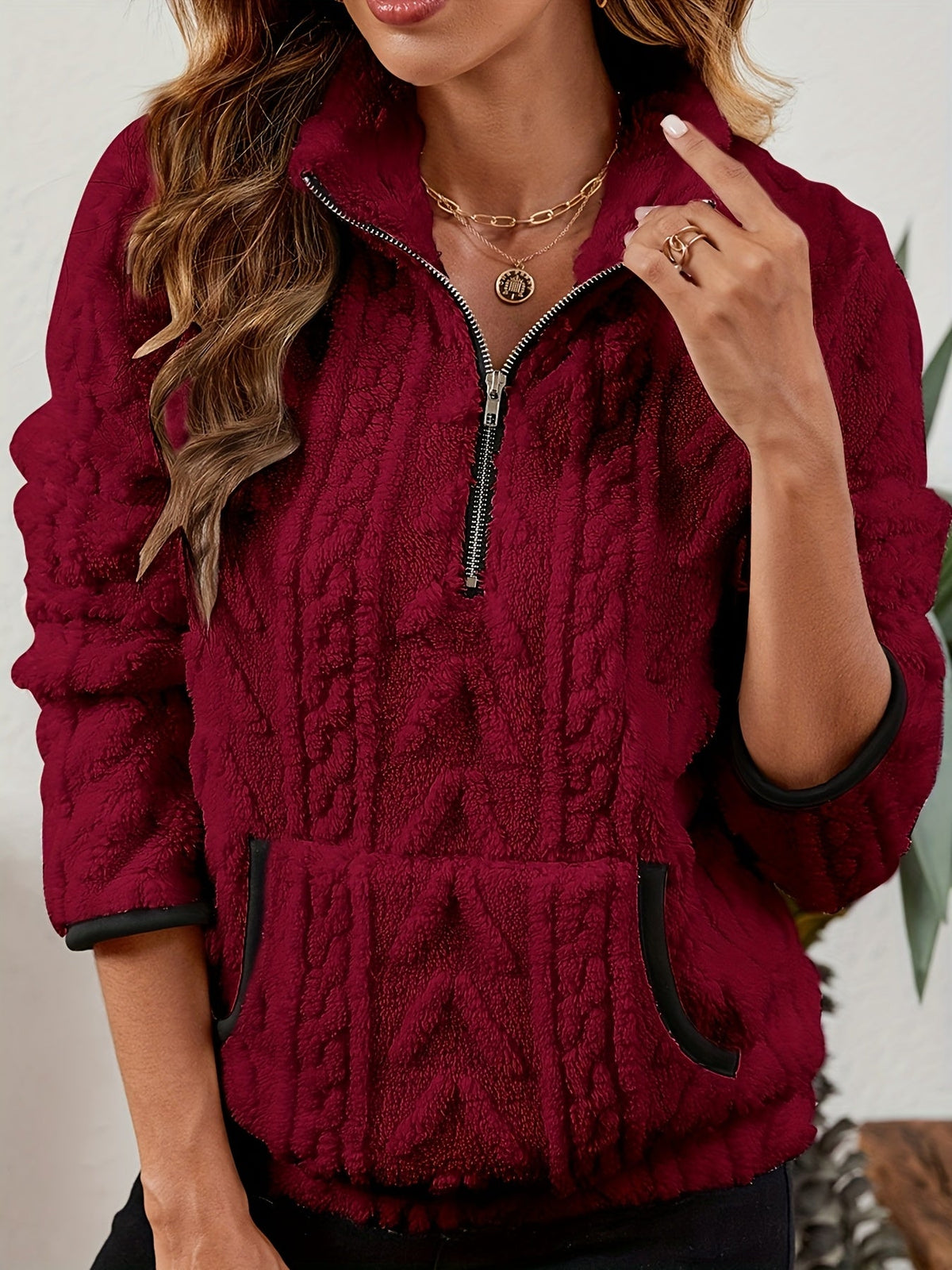 Textured Half-Zip Pullover