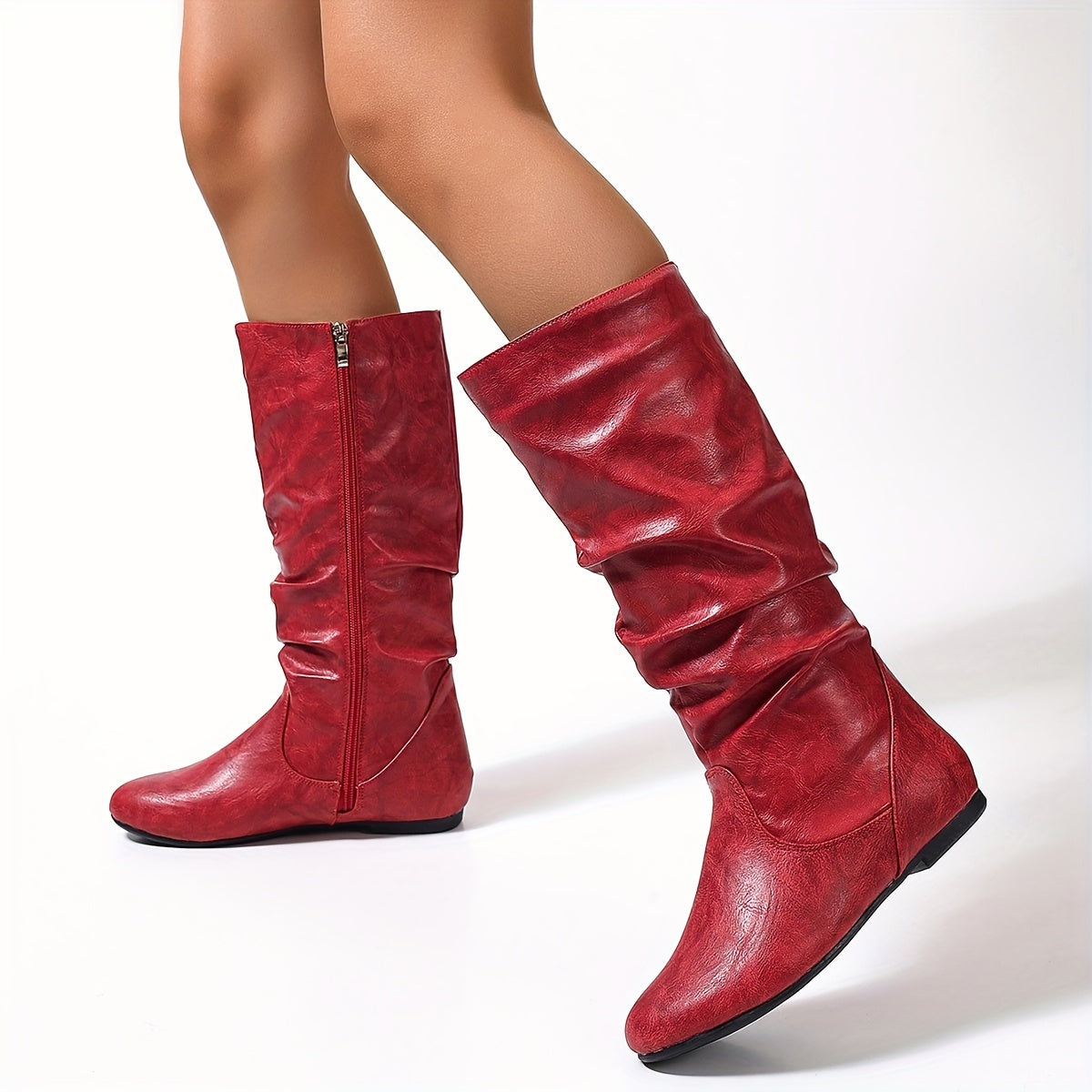 Slouch Mid-Calf Flat Boots