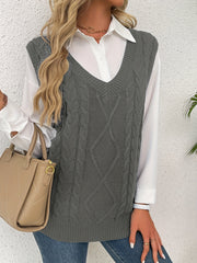 Cable-Knit V-Neck Sweater Vest