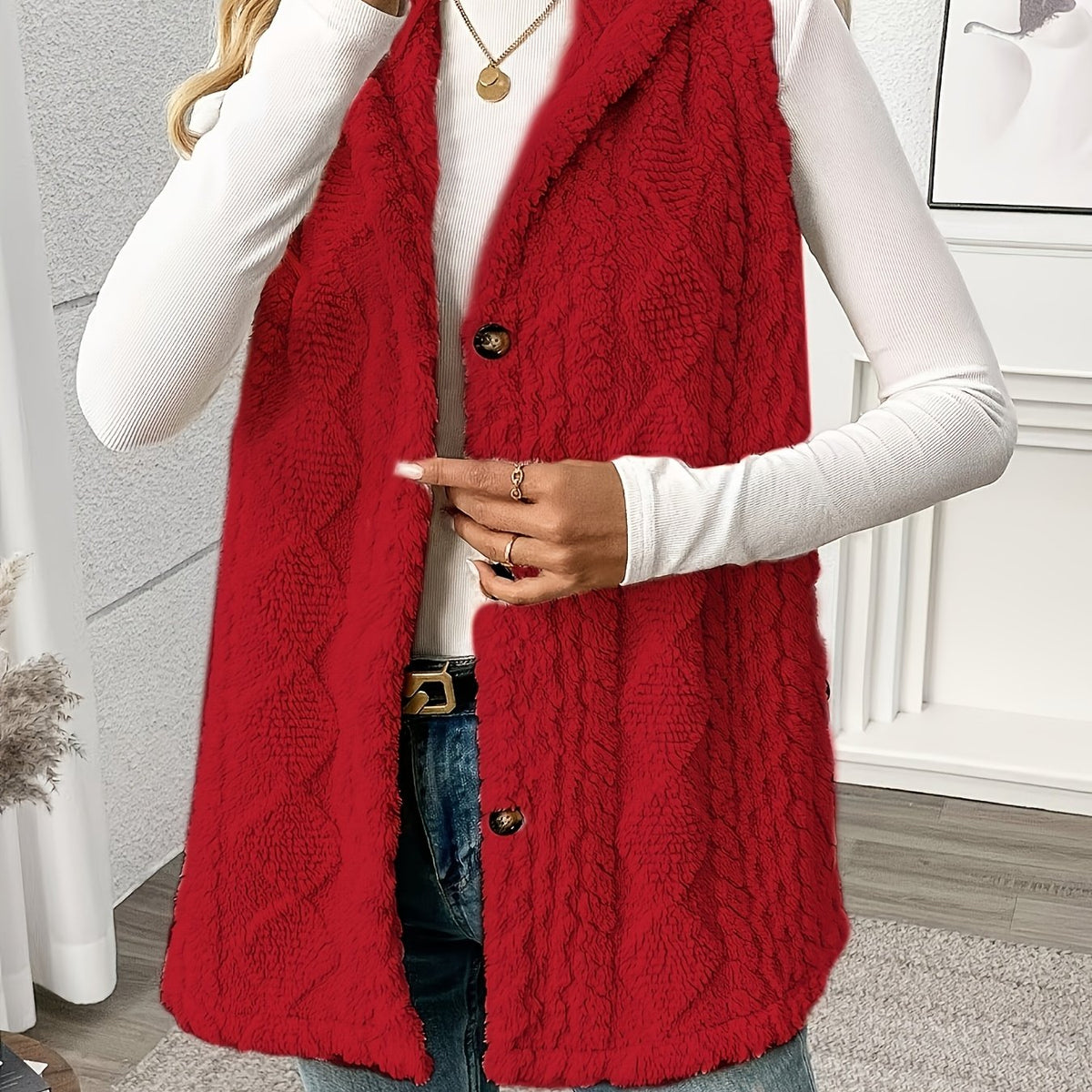 Textured Hooded Gilet