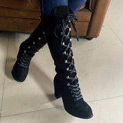 Lace-Up Knee-High Boots