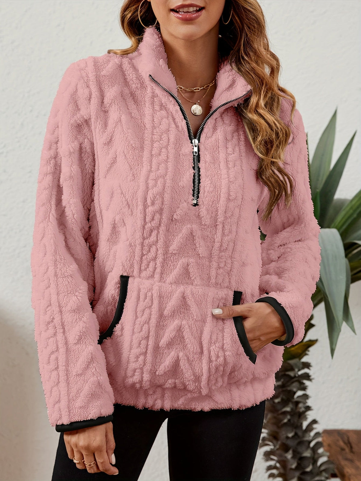 Textured Half-Zip Pullover