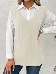 Cable-Knit V-Neck Sweater Vest