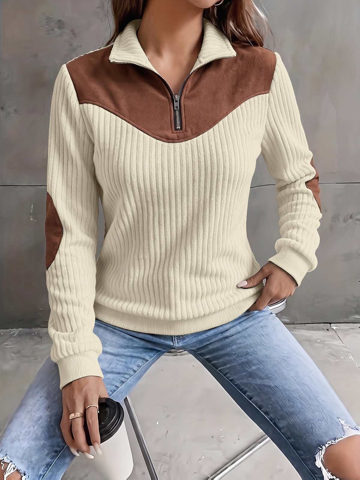 Half-Zip Ribbed Pullover