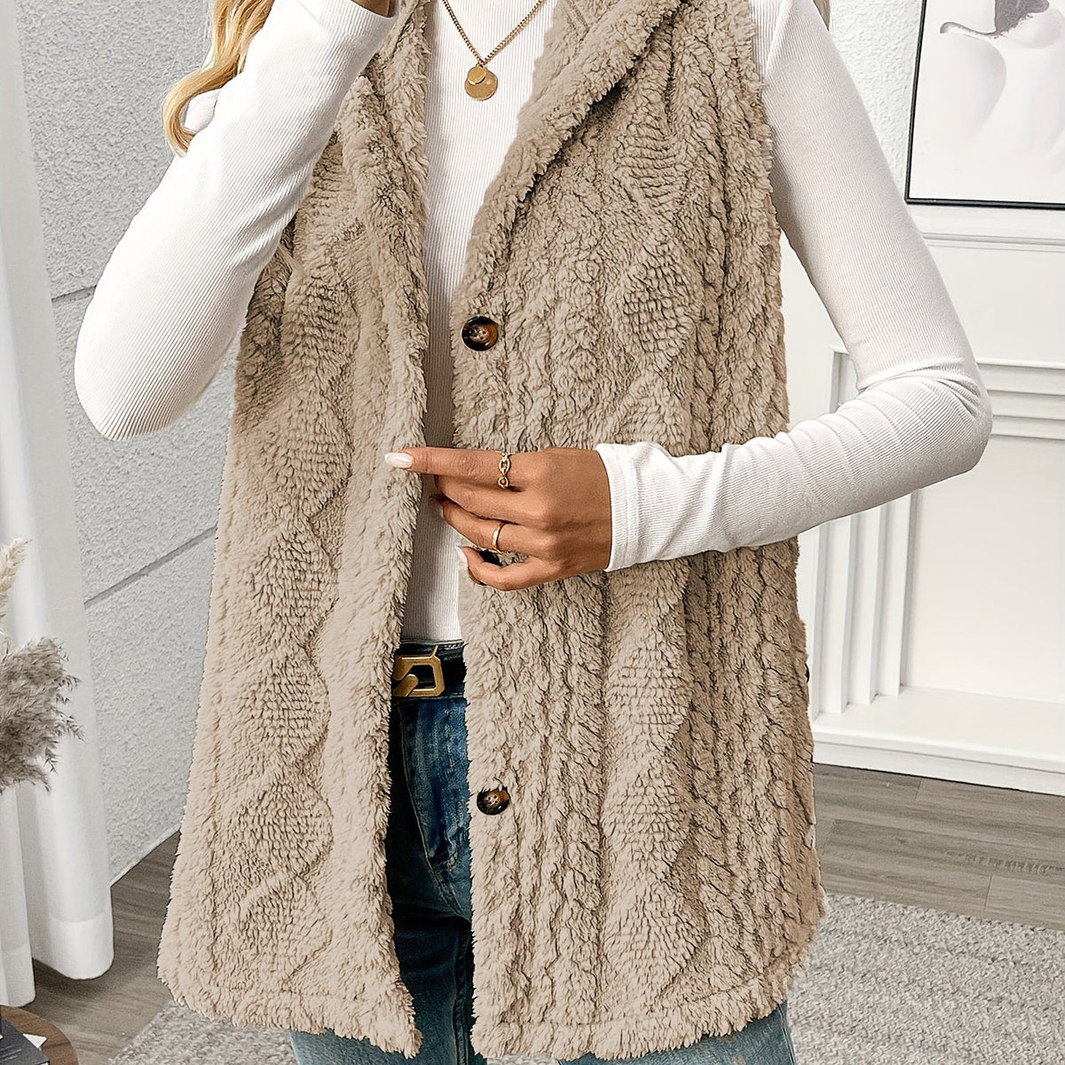 Textured Hooded Gilet