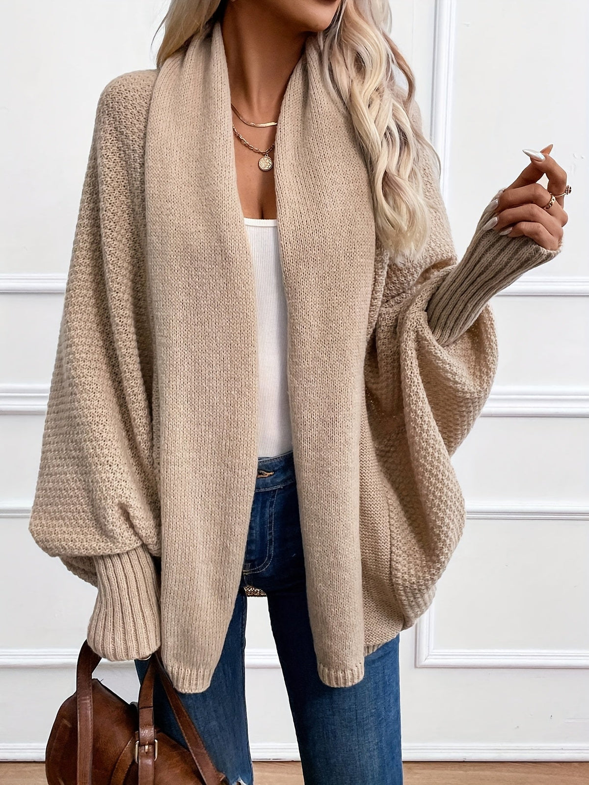 Draped Shawl-Collar Cardigan
