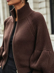 Cropped Zip-Up Cardigan