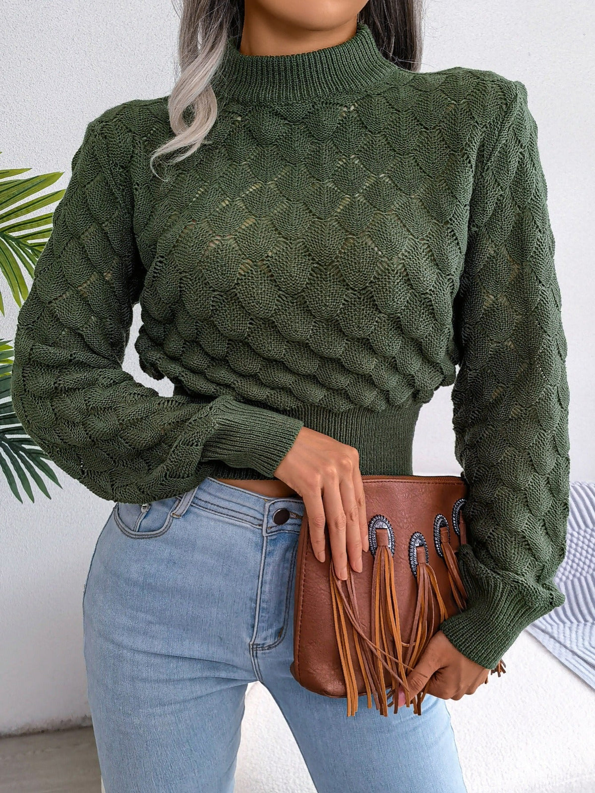 Textured Cropped Jumper