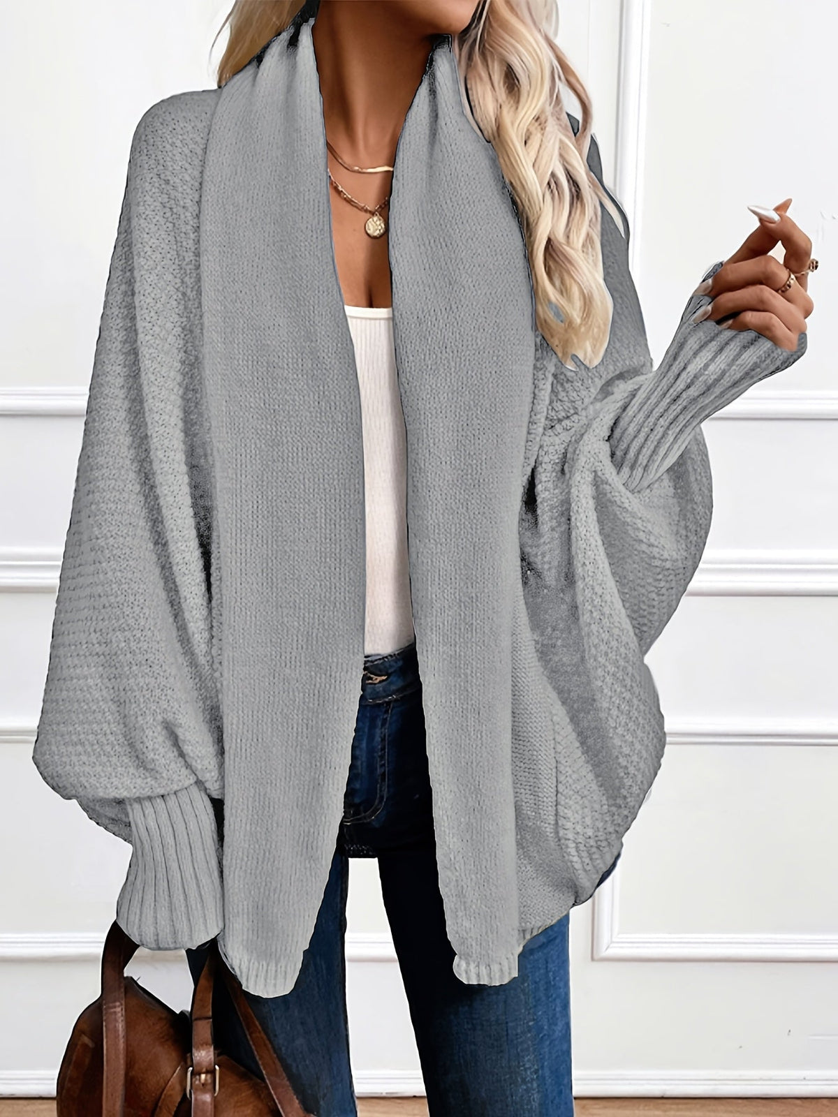 Draped Shawl-Collar Cardigan