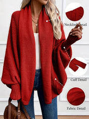 Draped Shawl-Collar Cardigan