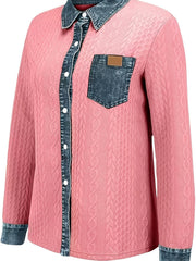 Textured Contrast Cardigan