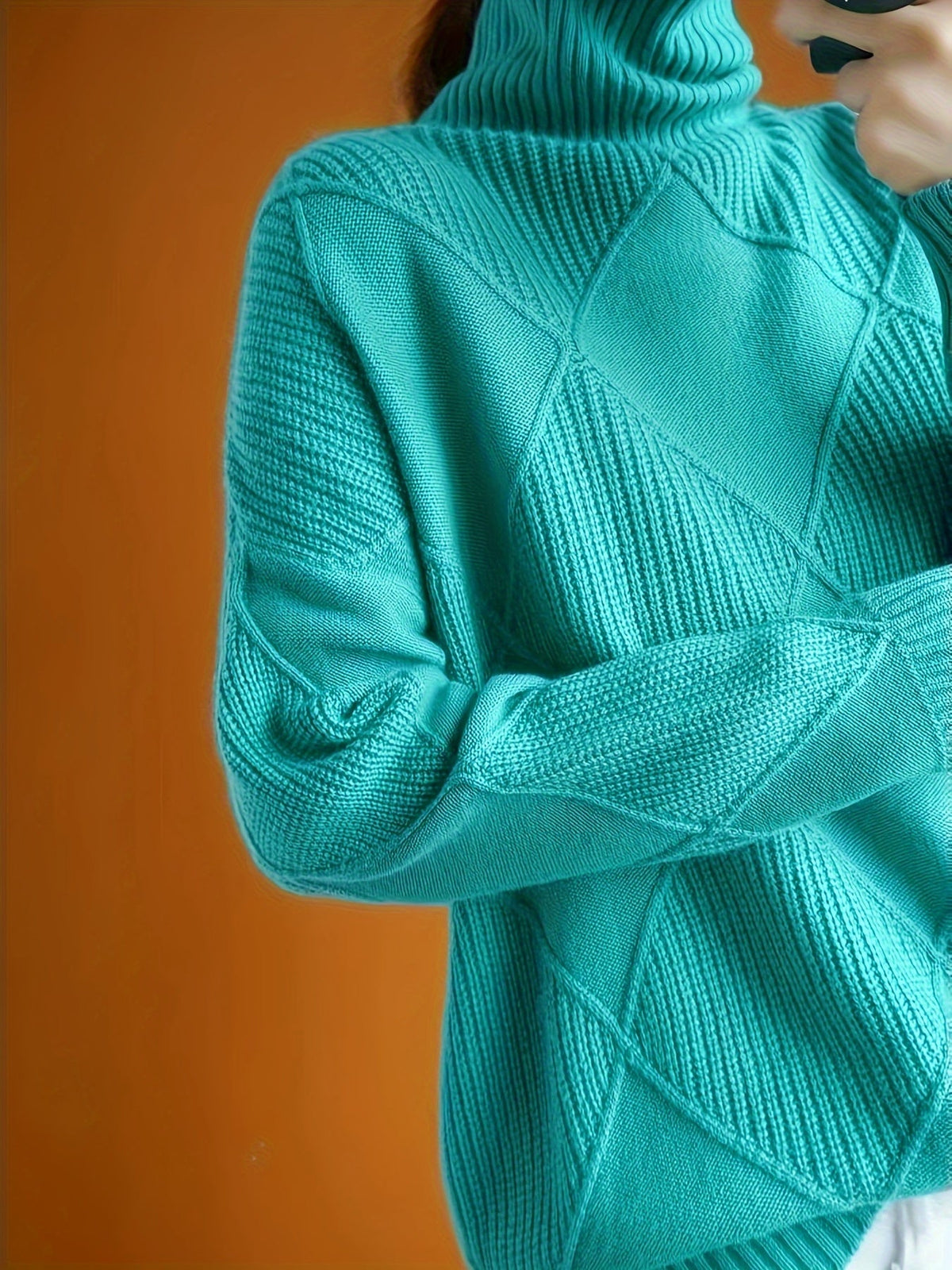 Textured Turtleneck Sweater