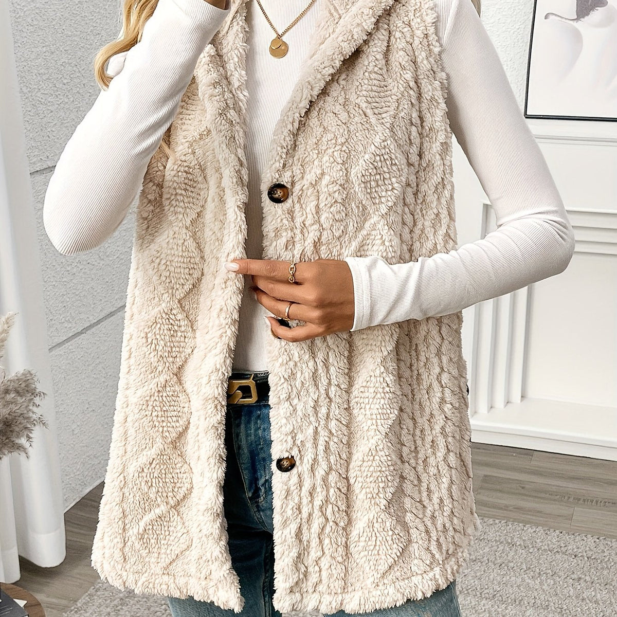 Textured Hooded Gilet
