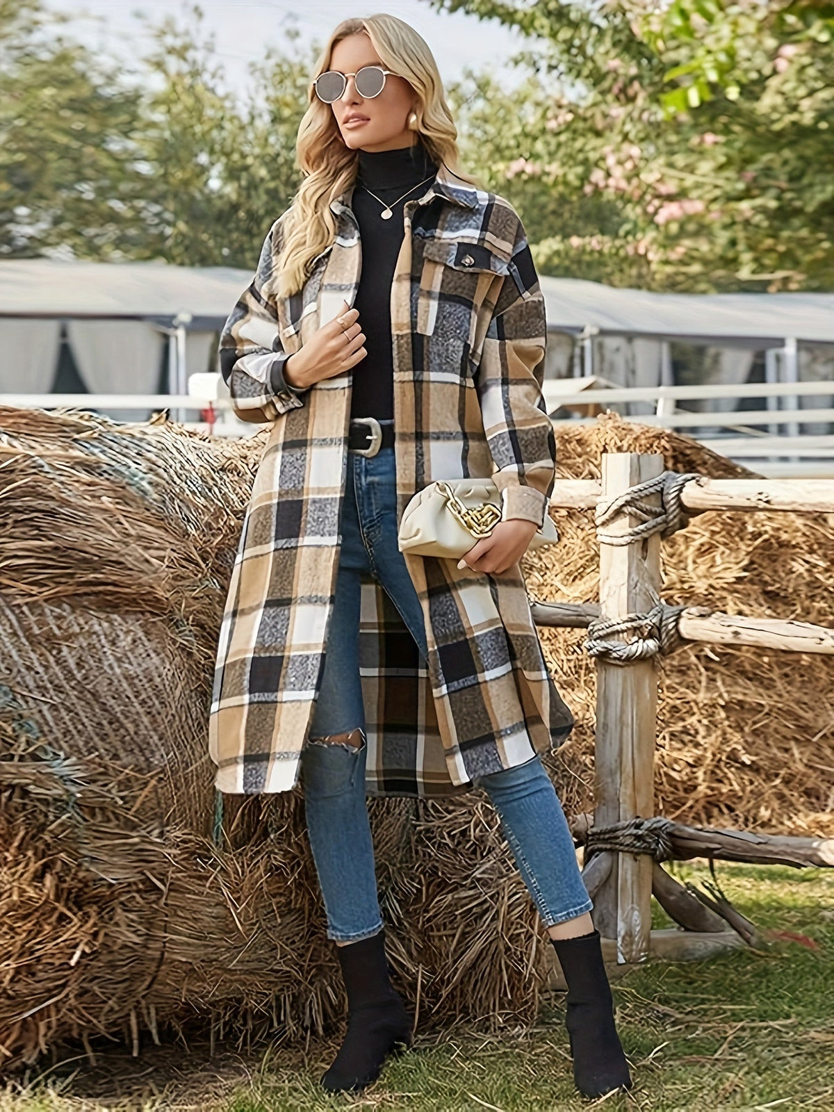 Longline Checked Coat