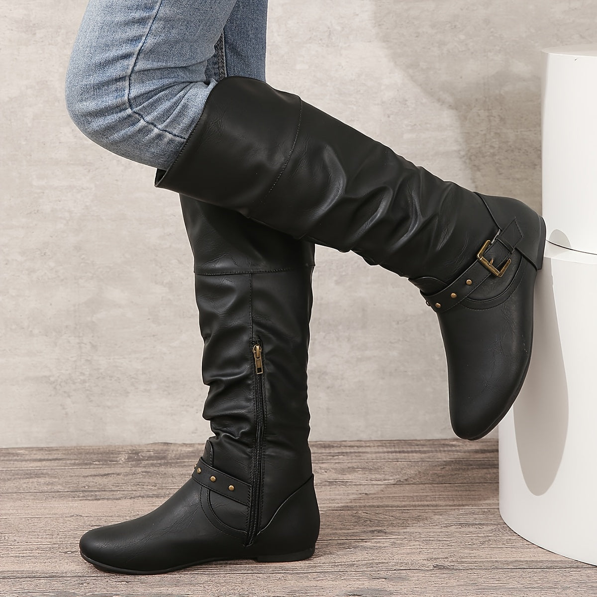 Slouch Buckle Tall Boots
