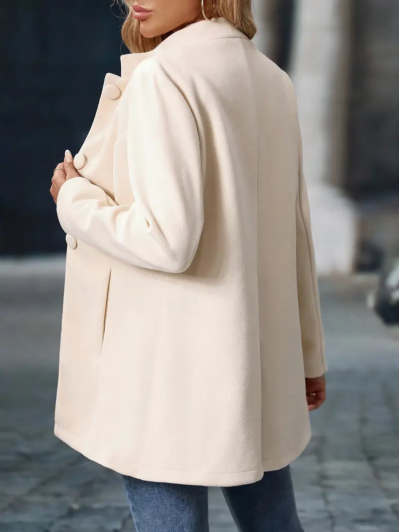 Stand-Collar Button Coat