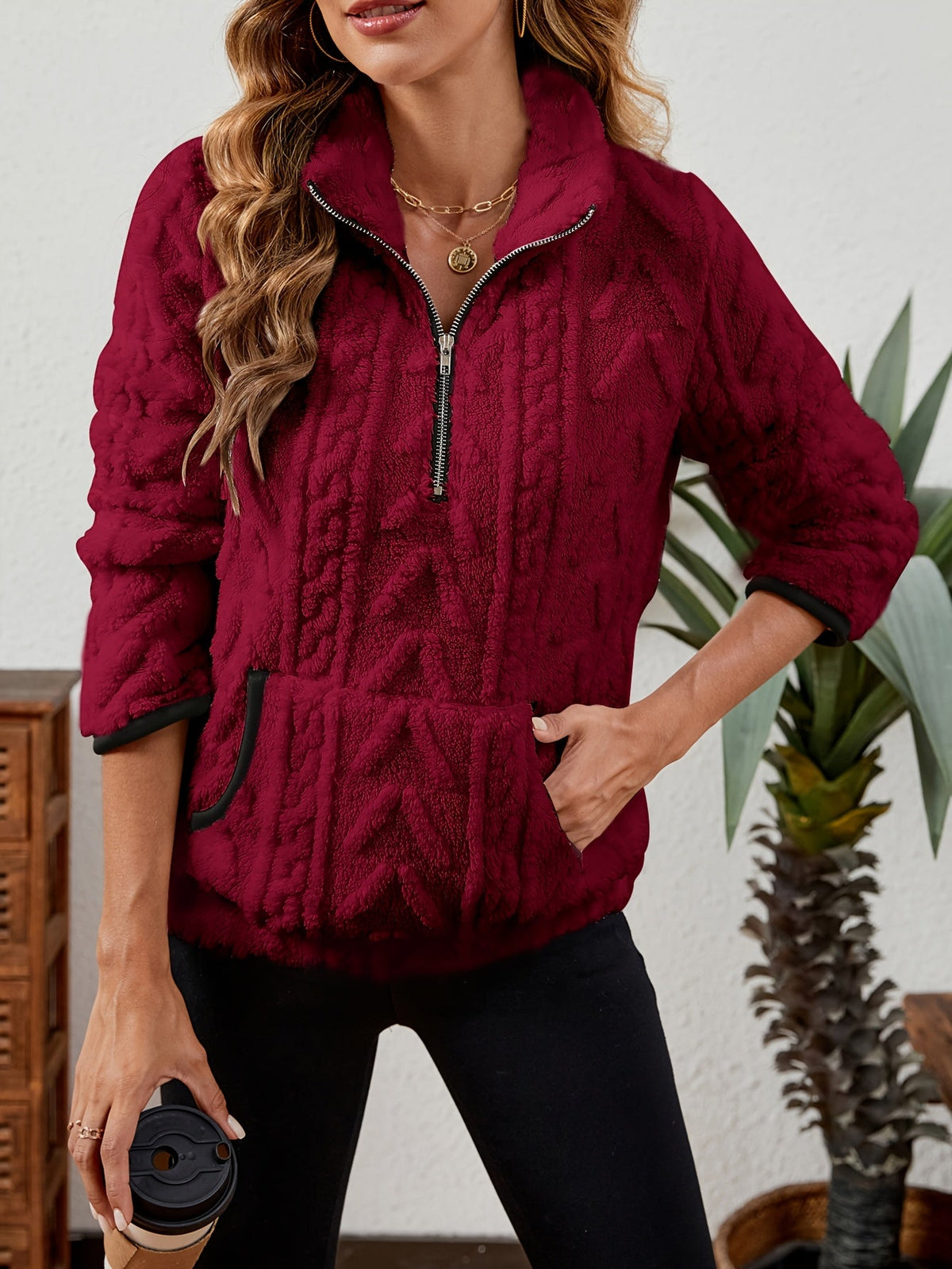Textured Half-Zip Pullover