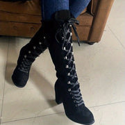 Lace-Up Knee-High Boots
