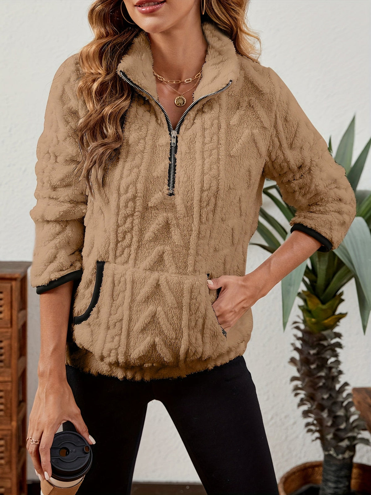 Textured Half-Zip Pullover