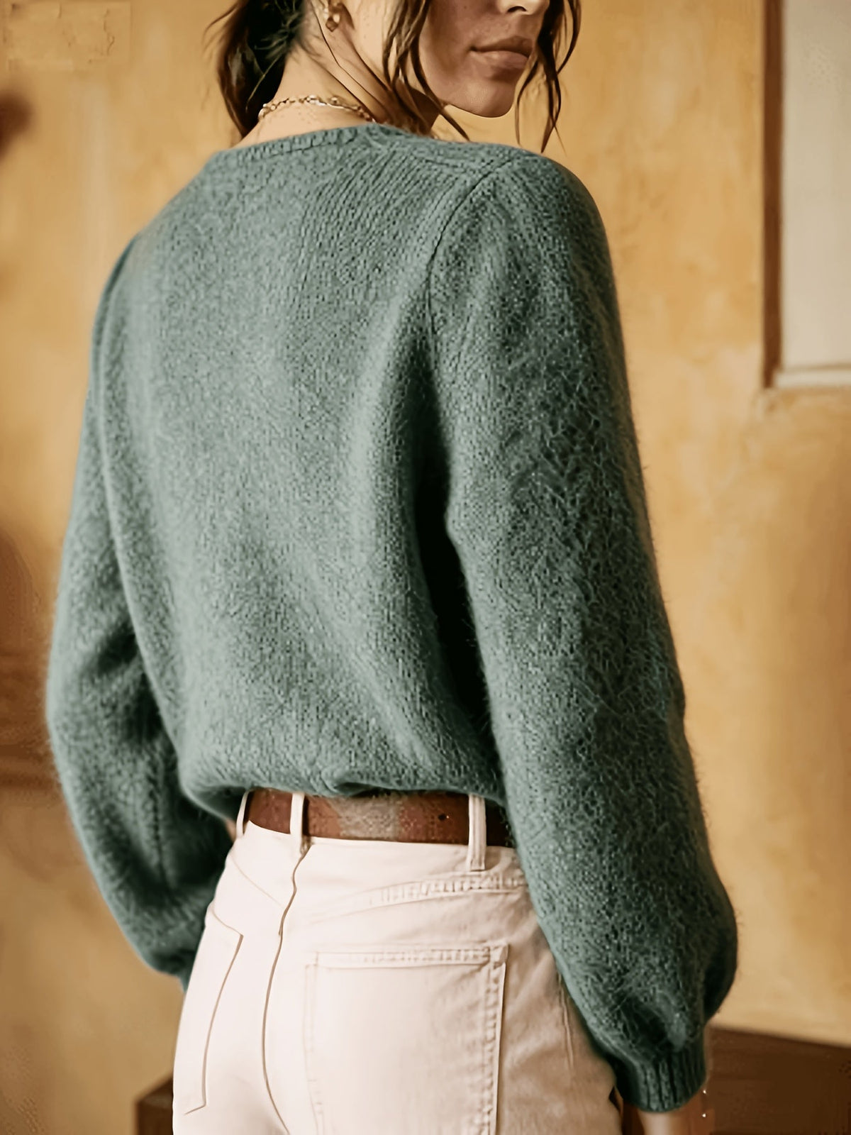 Openwork Round-Neck Cardigan
