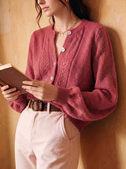 Openwork Round-Neck Cardigan