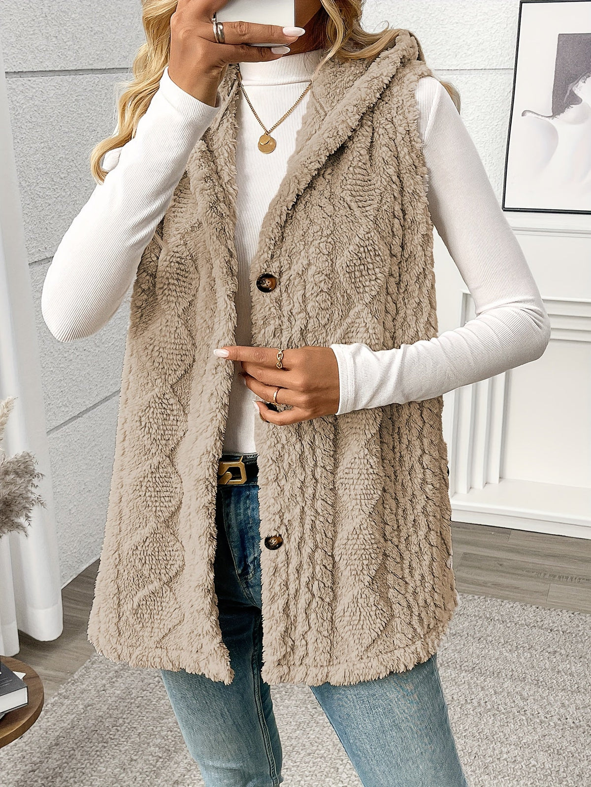 Textured Hooded Gilet