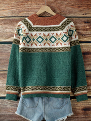 Patterned Button-Front Cardigan