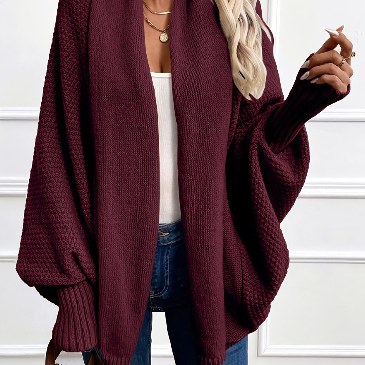 Draped Shawl-Collar Cardigan