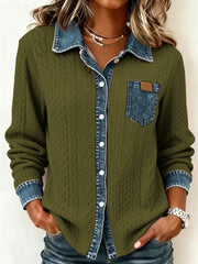Textured Contrast Cardigan