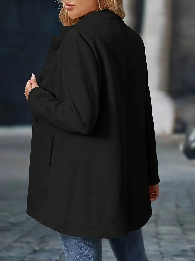 Stand-Collar Button Coat