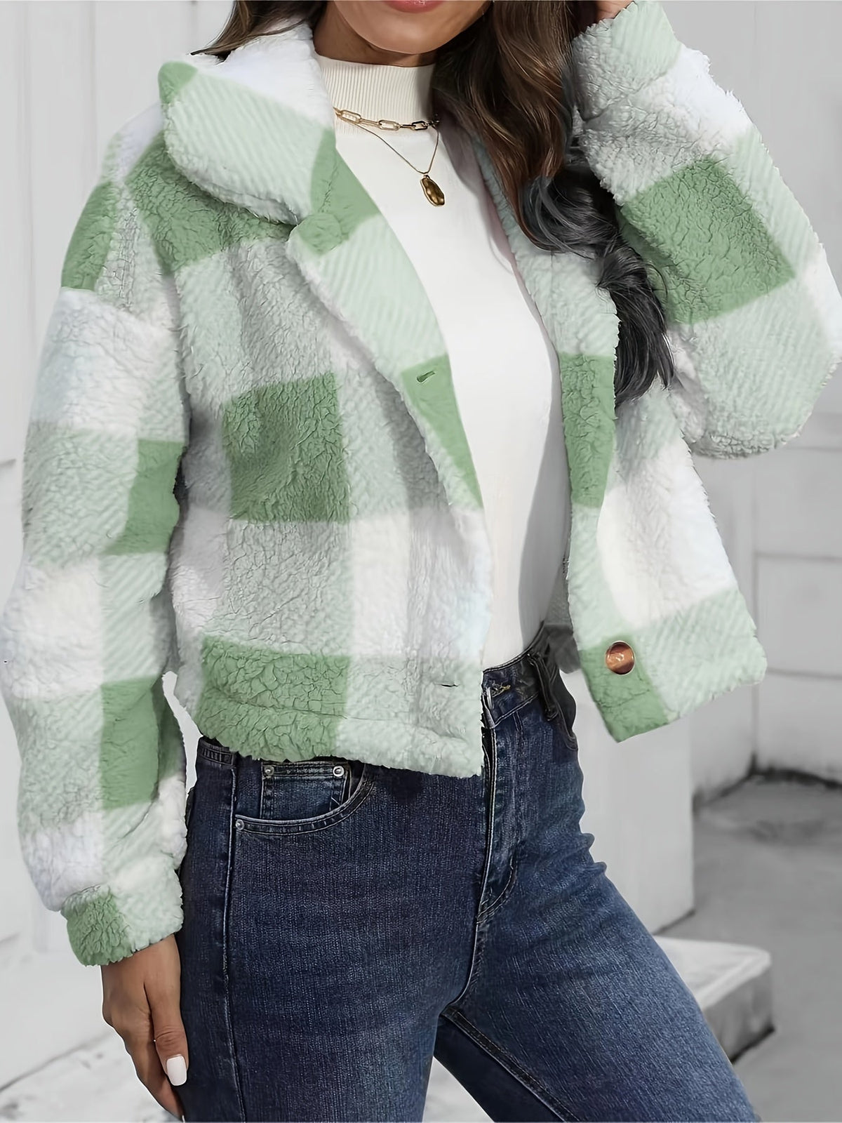 Cropped Check Jacket