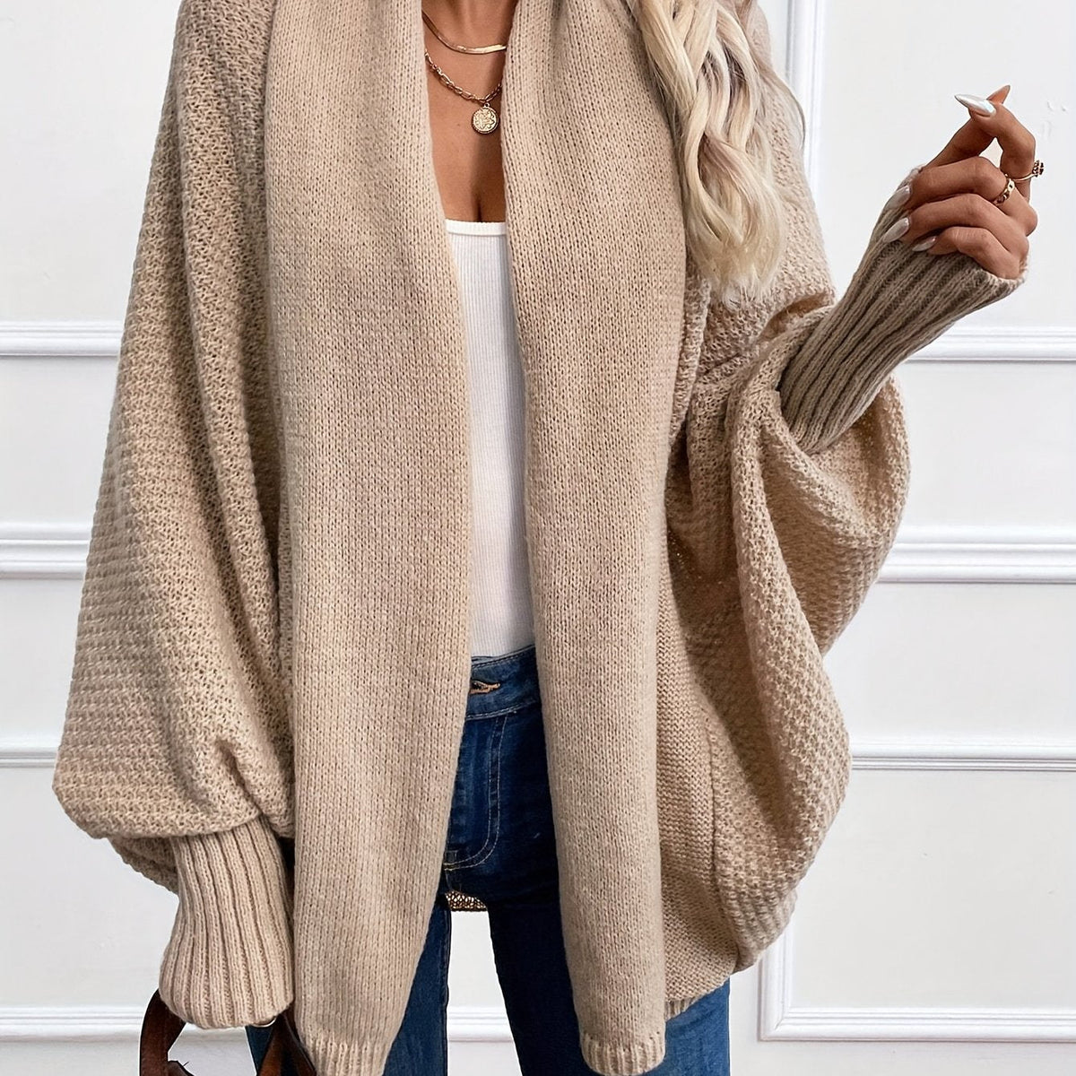 Draped Shawl-Collar Cardigan