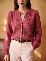 Openwork Round-Neck Cardigan