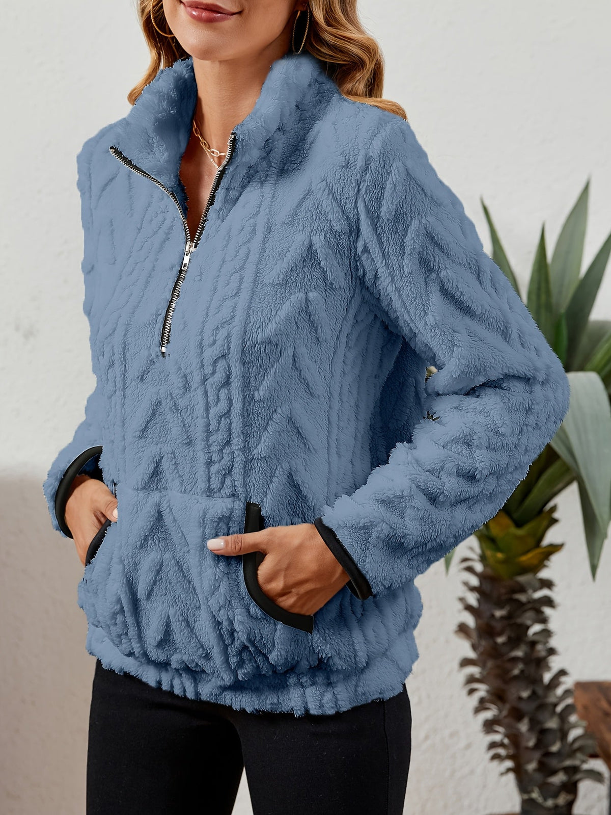 Textured Half-Zip Pullover