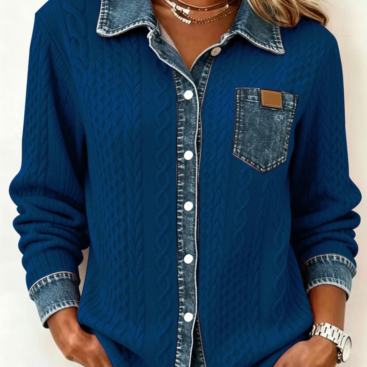 Textured Contrast Cardigan