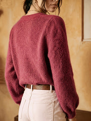 Openwork Round-Neck Cardigan