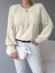 Cable-Knit Lantern-Sleeve Sweater