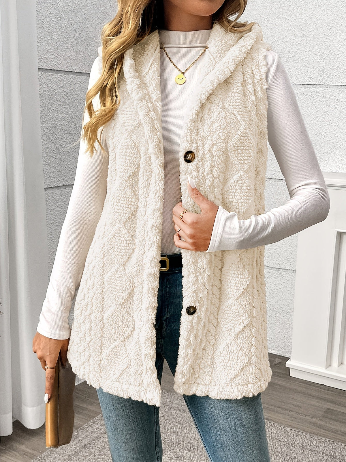 Textured Hooded Gilet