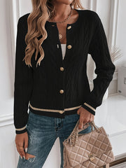 Cable-Knit Button Cardigan