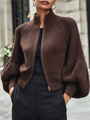 Cropped Zip-Up Cardigan