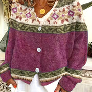 Patterned Button-Front Cardigan
