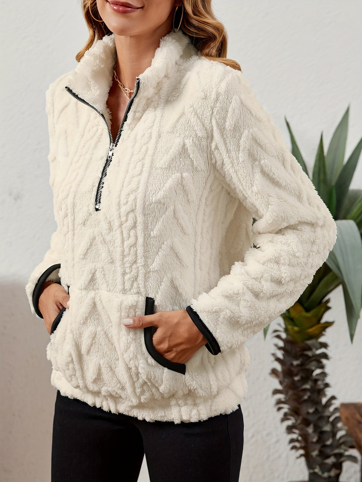 Textured Half-Zip Pullover