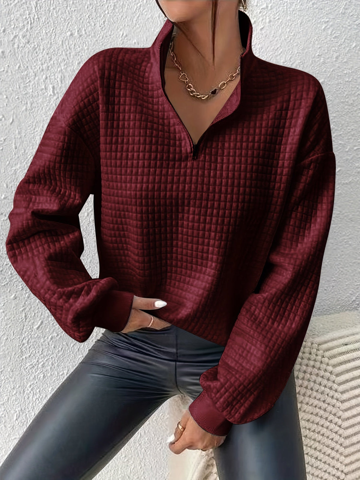 Textured Quarter-Zip Pullover
