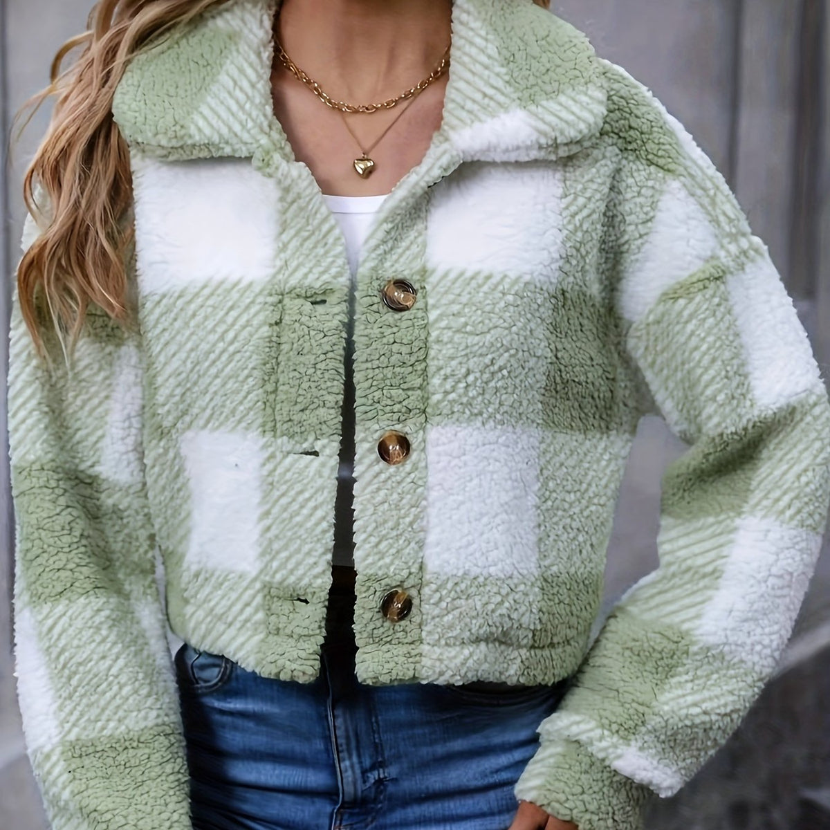 Cropped Check Jacket