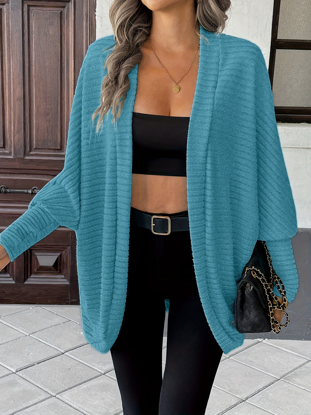 Relaxed Open-Front Cardigan