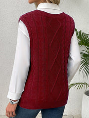 Cable-Knit V-Neck Sweater Vest