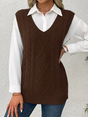 Cable-Knit V-Neck Sweater Vest