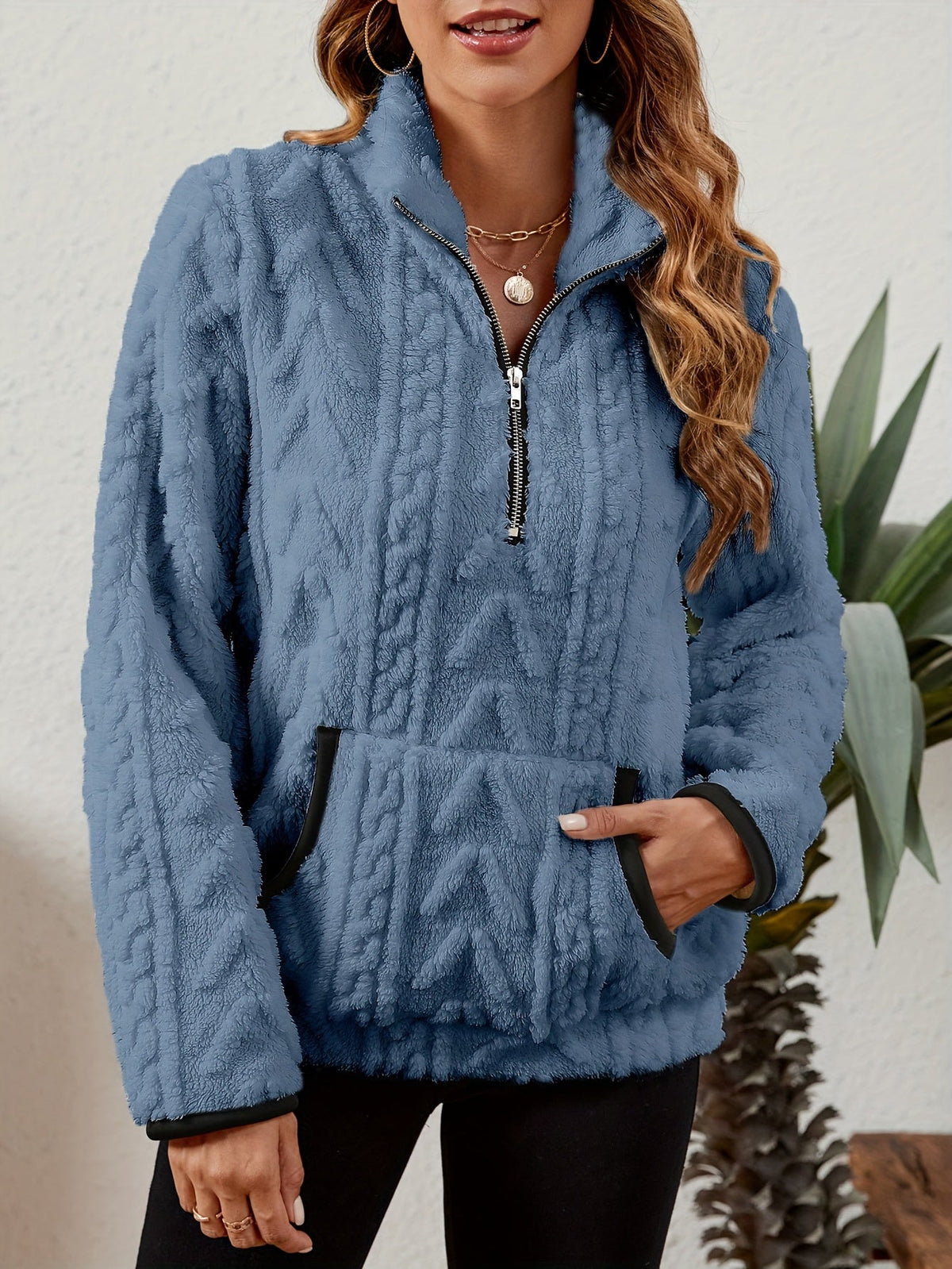 Textured Half-Zip Pullover