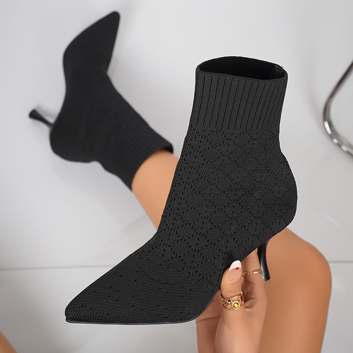 Pointed-Toe Heeled Ankle Boots