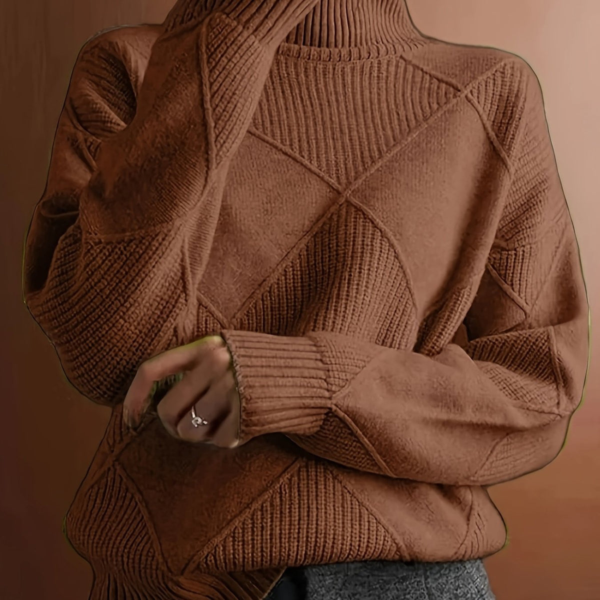 Textured Turtleneck Sweater